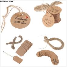 100Pcs Handmade with Love Labels Hang Tags Blank Kraft Paper with 20m String Tag Labels Party christmas Favors Gifts 2024 - buy cheap