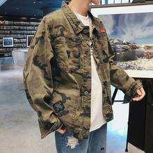 Quente 2021 primavera outono camuflagem denim jaqueta dos homens coreano na moda estudantes de algodão casual trabalho feito com ferramentas adolescentes casaco veste homme 2024 - compre barato