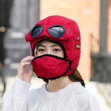Doitbest women hat Winter fur bomber hats Windproof Thick warm womens men's snow cap Face Mask goggles Earflap ushanka hat 2024 - buy cheap