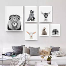 Modern wall art decoration painting poster nordic decoration style black and white animal lion zebra rabbit poster o180 2024 - buy cheap