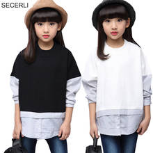 Spring  Autumn Kids Girls Sweatshirts 4 To 15 Years Children Knitted Shirt Girls Hoodies Long Sleeve Girls Patchwork T-Shirt 2024 - buy cheap