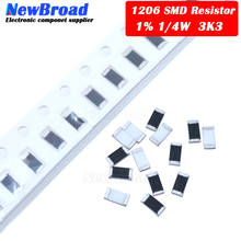 100PCS 1206 SMD Resistor 1% 3.3K ohm chip resistor 0.25W 1/4W 3K3 332 2024 - buy cheap