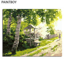 Paintboy paisagem quadros quadros diy pintura por números diy pintura a óleo da lona digital decoração casa para sala de estar 2024 - compre barato