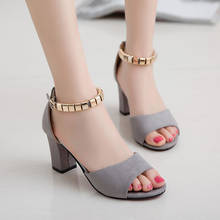 2020 Women Summer High-heel Sandals Pu Leather Shoes Woman Buckle Strap Fish Mouth Big Size Sandals Size 34-43 2024 - buy cheap