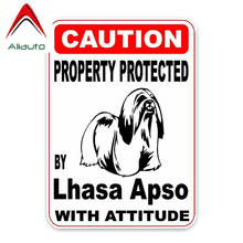 Aliauto aviso decalques propriedade protegida por lhasa apso cão reflexivo criativo adesivo de carro decoração acessórios pvc, 14cm * 10cm 2024 - compre barato