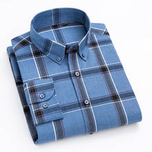 Мужская классическая рубашка в клетку, мягкая Свободная рубашка из матовой ткани, с длинными рукавами, на пуговицах, Осень-зима 2020 2024 - купить недорого
