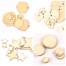 50pcs Mix Round Shape Natural Wooden Ornament For Scrapbooking DIY Wood Carfts One Hole Handmade Accessory Home Decoration 2024 - buy cheap