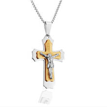 Pendant Necklace Men Gold Color Stainless Steel Male Punk Necklace Chain Men Necklaces Jewelry Gifts Heavy Crucifix Jesus Cross 2024 - buy cheap