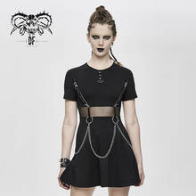 Devil Fashion Women's Punk Half Dress Removable Chain Daily Short Sleeve Dresses 2024 - buy cheap