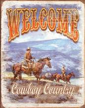 Welcome - Cowboy Country Tin Sign 2024 - buy cheap