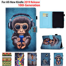 Capa protetora para amazon kindle 6. 0 10ª geração, capa inteligente, macaco, silicone, couro pu, com suporte, coque 2024 - compre barato