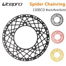Litepro-platos y bielas para bicicleta plegable Spider Web 130 BCD, rueda de cadena de una sola velocidad, AL7075, manivela 130bcd, diente 53T 56T 58T 2024 - compra barato
