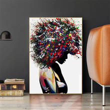 Graffiti Art African Woman Modern Art Black Woman Canvas Painting Poster and Print Wall Art Pictures for Living Room Home Decor 2024 - купить недорого