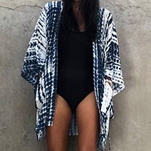 2022 Boho Zebra Pattern Chiffon Bathing Suit Cover-ups Plus Size Beach Wear Kimono Dress Women Summer Swimsuit Cover Up #ZER 2024 - buy cheap