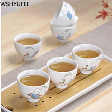 Wshyufei chinês branco porcelana xícara de chá estilo zen cerâmica conjunto chá mão desenhada mestre copo pessoal casa 6 pçs 2024 - compre barato