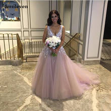 Smileven Light Pink Princess Wedding Dress A Line V Neck Appliques Bride Dresses 2020 Robe De Mariee 2024 - buy cheap