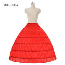 YULUOSHA Wedding Accessories Petticoat Long Crinoline Underskirt 6 Hoops Skirt Petticoat Red Tulle Dress Bridal Lolita Petticoat 2024 - buy cheap