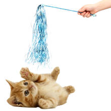 Varita de plástico con borla brillante para gatos, varita de plástico colorida, juguete interactivo para gatos 2024 - compra barato