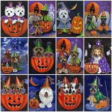 5D DIY Diamond Embroidery Dog Full Round With AB Drill Diamond Painting Kits Halloween Animal Handmade Gift Wall Decorations Art 2024 - buy cheap