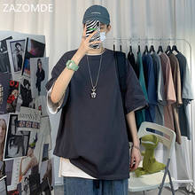 ZAZOMDE Men Oversized Streetwear Cotton Colorful T Shirts Summer Mens Japanese Fashions Harajuku T-Shirt Male Vintage Tees M-5XL 2024 - buy cheap