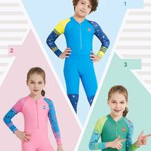 Anti-UV Children Swimming Diving Suits One Piece Long Sleeves Siamese Spandex Cotton Wetsuits Quick Dry 2024 - buy cheap
