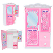 1 Pcs High Quality Pink Wardrobe Plastic Mini Dollhouse Bedroom 1:6 Cute Closet Furniture for Barbie Doll Accessories Kid Toy 2024 - buy cheap