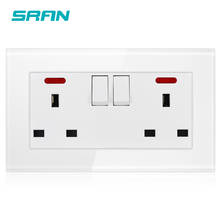 SRAN UK-enchufe estándar con interruptor de luz, toma de corriente de pared de 146x86mm, panel de cristal templado para uso doméstico 2024 - compra barato