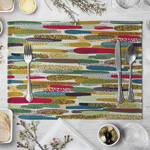 Tapete de mesa de grafiti creativo, coloridas mantel de rayas, para taza de mesa de cocina, respetuoso con el medio ambiente, decoraciones para fiesta de té 2024 - compra barato