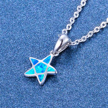 Милое женское ожерелье с подвеской в виде маленькой звезды, бохо, серебро 925, свадебное ожерелье, модное синее ожерелье с огненным опалом для женщин 2024 - купить недорого