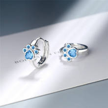 Милые женские серьги с голубыми кристаллами цвета морской волны, очаровательные серебряные серьги-кольца для женщин, простые свадебные серьги с кошачьей лапой 2024 - купить недорого