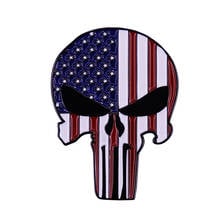 Trum Skull Enamel Pin Red Blue American Flag Skeleton Badge Sarcastic Head Brooch 2024 - buy cheap