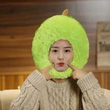 Sombrero de peluche de aguacate verde para adultos y niños, peludo y peludo de fruta divertida, gorro cálido, accesorios para Fotos de Fiesta de Cosplay 2024 - compra barato