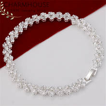 Charmhouse pulseira de prata para mulheres, bracelete feminino de zircônia, joias para casamento e presentes de natal 2024 - compre barato