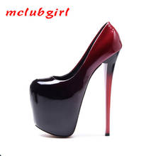 Mclubgirl-zapatos de tacón muy alto para mujer, calzado Sexy de primavera, para Club nocturno, de 20cm, gradiente, Negro, Rojo, 43 tallas, MJL 2024 - compra barato