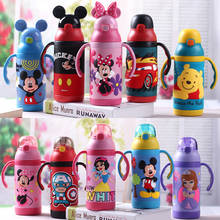 Disney Minnie Mickey Cartoon Baby Water Cup Stainless Steel Vacuum Insulation Bottle  Portable Straw Cup Festival Student Cups 2024 - buy cheap