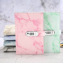 A5 Marble Texture Notebook Diary With Lock Password Notebooks Leather Notepad Agenda Weekly Planner School Stationery Gifts 2024 - buy cheap