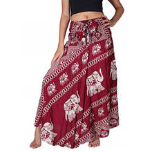 Elephant Print Maxi Skirt Adjustable Wrap Skirts Women Bohemia Summer Long Skirt High Waist Stretch Beach Skirt Female Big Hem 2024 - buy cheap