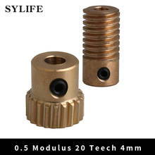 Yellow 0.5 Modulus Brass Worm Reducer 20 T Wore Gear Wheel + 4mm Bore Worm Gear Shaft 2024 - buy cheap