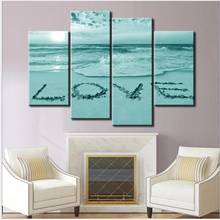 4 Pieces Frameless Canvas Painting Large Teal Seascape Sunset Pictures Love Wall Art Posters for Decor Home Office and Hotel 2024 - buy cheap