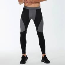 Cor contrastante correndo calças apertadas calças masculinas esportes correndo treinamento leggings de secagem rápida alta elástica calças de fitness 2024 - compre barato