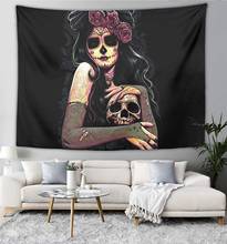 Bohemian Mandala Hippie Tapestry for Bedroom Living Room Dorm Girl Sugar Skull Black 2024 - buy cheap