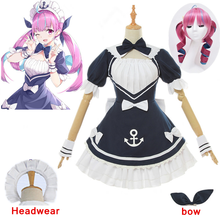 Vtuber Minato Aqua Cosplay Costume Women Cute Maid Dress Halloween Carnival Party Uniforms YouTuber Outfits pink wig Custom Made 2024 - buy cheap