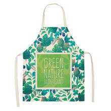 Tropical Plants Apron Green Leaves Aprons Kitchen Apron Sleeveless Cotton Linen Aprons Home Cooking Baking Bibs Cleaning Tools 2024 - buy cheap