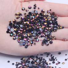Gold Black AB Resin Rhinestones 2mm 2.5mm 3mm 4mm 5mm 6mm Non Hotfix Round Glue On Beads DIY Nails Art Mobile Phone Decoration 2024 - buy cheap