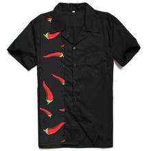 Рубашка мужская в стиле рокабилли, винтажная блузка из хлопка, Повседневная рубашка с короткими рукавами для боулинга, цвет черный, лето, SP0309 2024 - купить недорого
