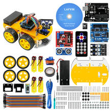 LAFVIN-Kit de coche Robot inteligente con placa R3, Sensor ultrasónico, módulo Bluetooth para Arduino, UNO R3 con Tutorial 2024 - compra barato