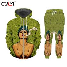 Cjlm jaqueta com zíper com capuz masculino/feminino estampa legal com folha verde 3d conjunto de trajes de treino masculino tendência da moda streetwear fornecedores de jaqueta de zíper 2024 - compre barato