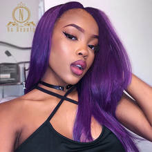 Violet Purple Color Wig HD Transparent Lace Human Hair Wigs T Part lace Wig for Black Women Pre Plucked Remy Na Beauty 180% 2024 - buy cheap
