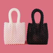 Woman Handmade Beaded Pearl Bags For Ladies Fashion Pearl Tote Shoulder Bucket Purse Handbag For Girl 2024 - buy cheap
