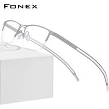 FONEX Titanium Prescription Glasses Men New Semi Rimless Half Square Eyeglasses Frame Korean Myopia Optical Eyewear 872 2024 - buy cheap